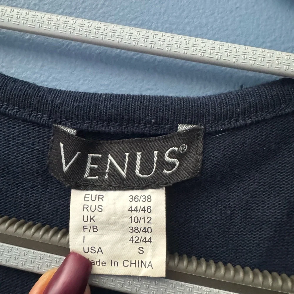 VENUS Dark Blue Top with Button Accents - Picture 3 of 3